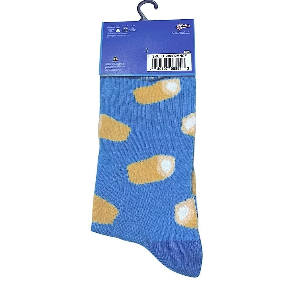 Hostess Twinkie Novelty Crew Socks Blue Unisex Women 7-13 Men 6-12 New NWT
